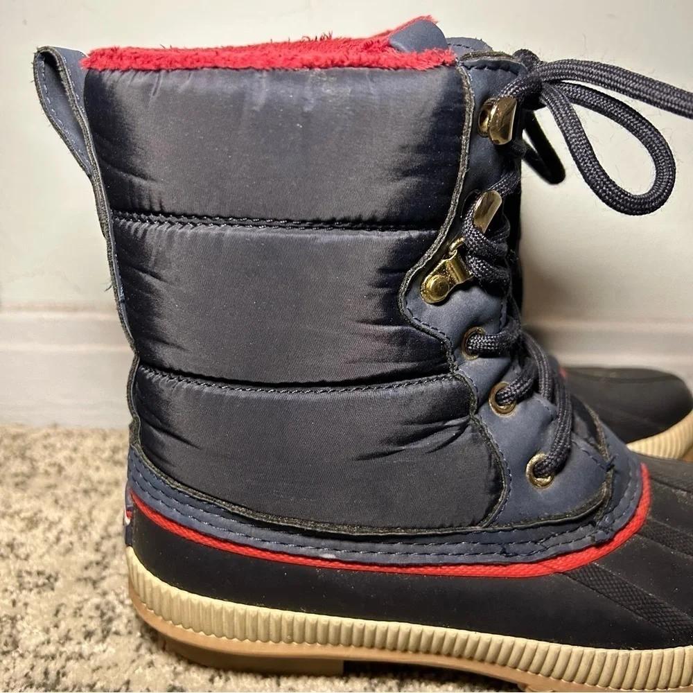 Tommy Hilfiger Mica Brogue Navy Blue & Red Ankle Lace Up Winter Boots Size 6